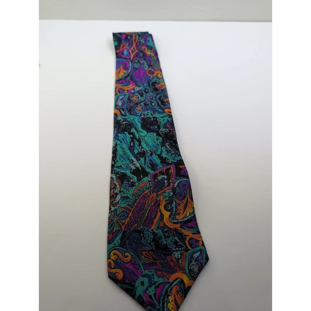 BRIONI Necktie Made in ITALY 100%‎ Silk ~ Blue,Purple Black,Orange About 56